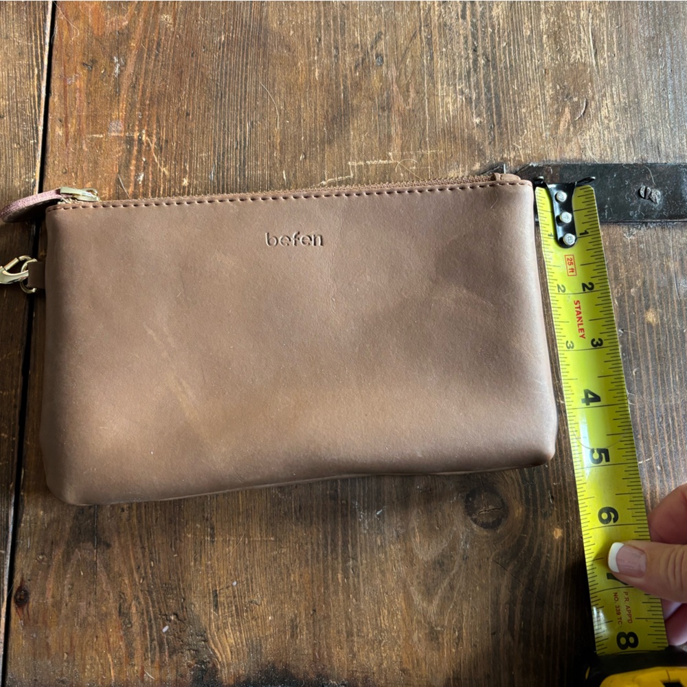 Brown Leather Wristlet Clutch - Picture 6 of 6